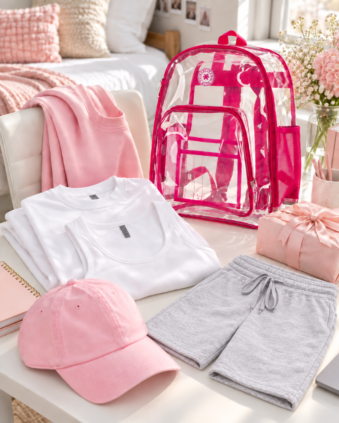 Pink Campus Darling pieces, close view