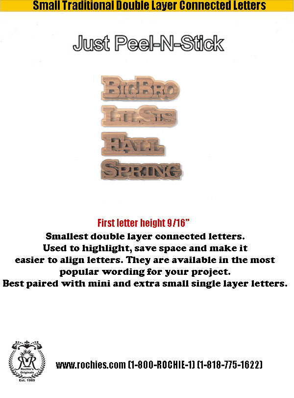 Small Traditional Double Layer Connected Letters