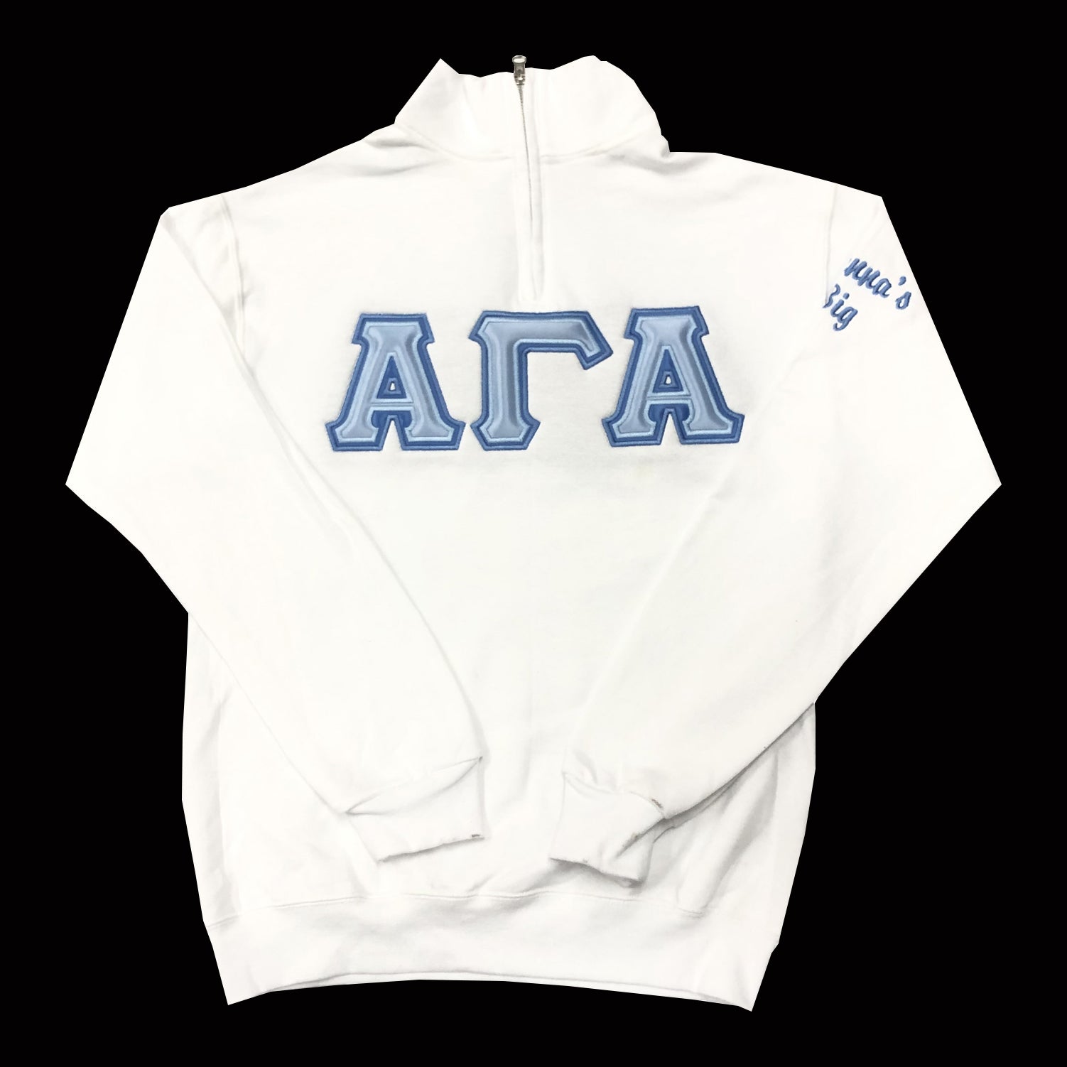Quarter-Zip Greek Letters Satin Puff Embroidery
