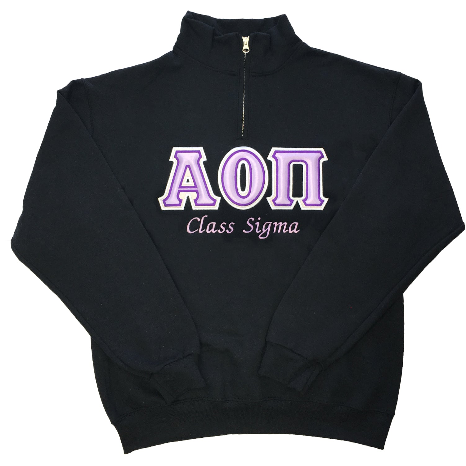 Quarter-Zip Greek Letters Satin Puff Embroidery