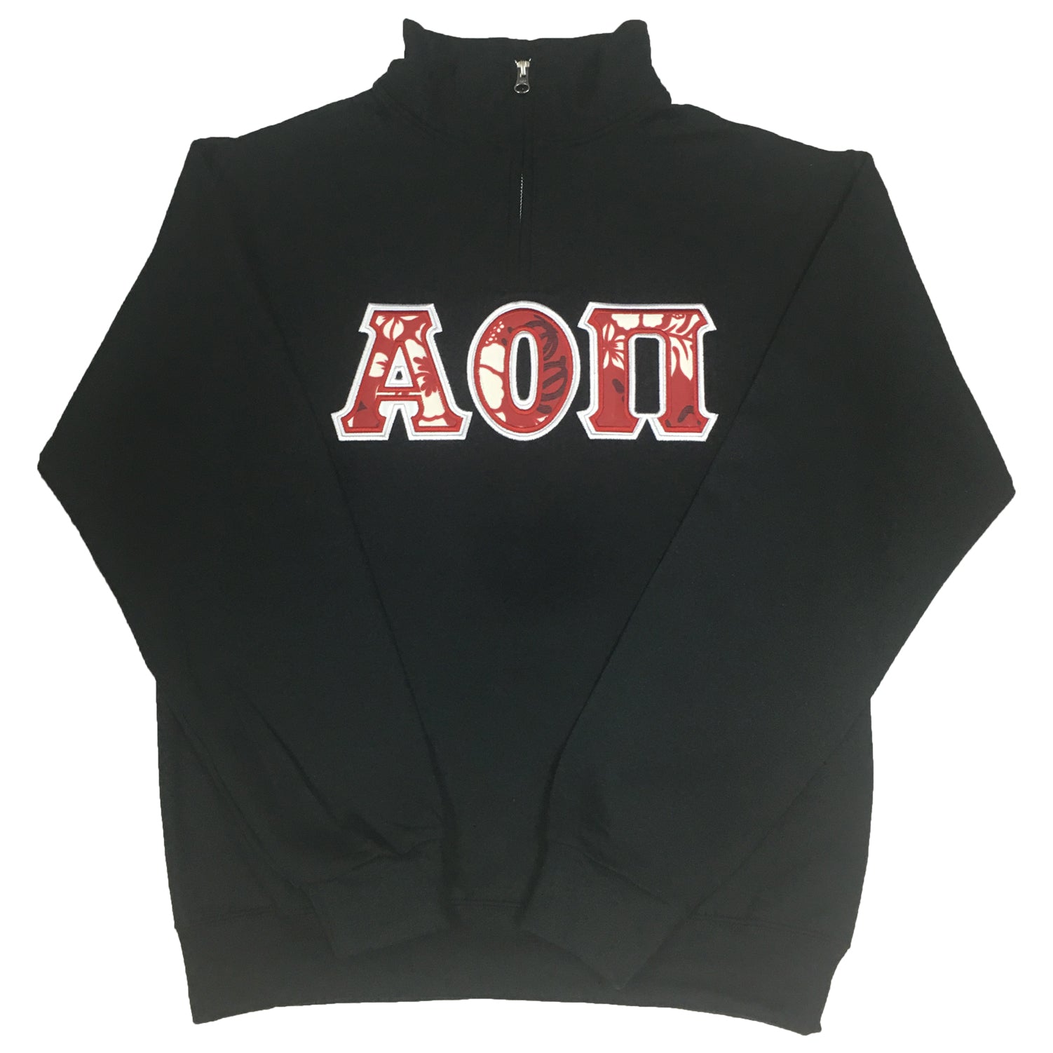 Quarter-Zip Greek Letters Satin Puff Embroidery