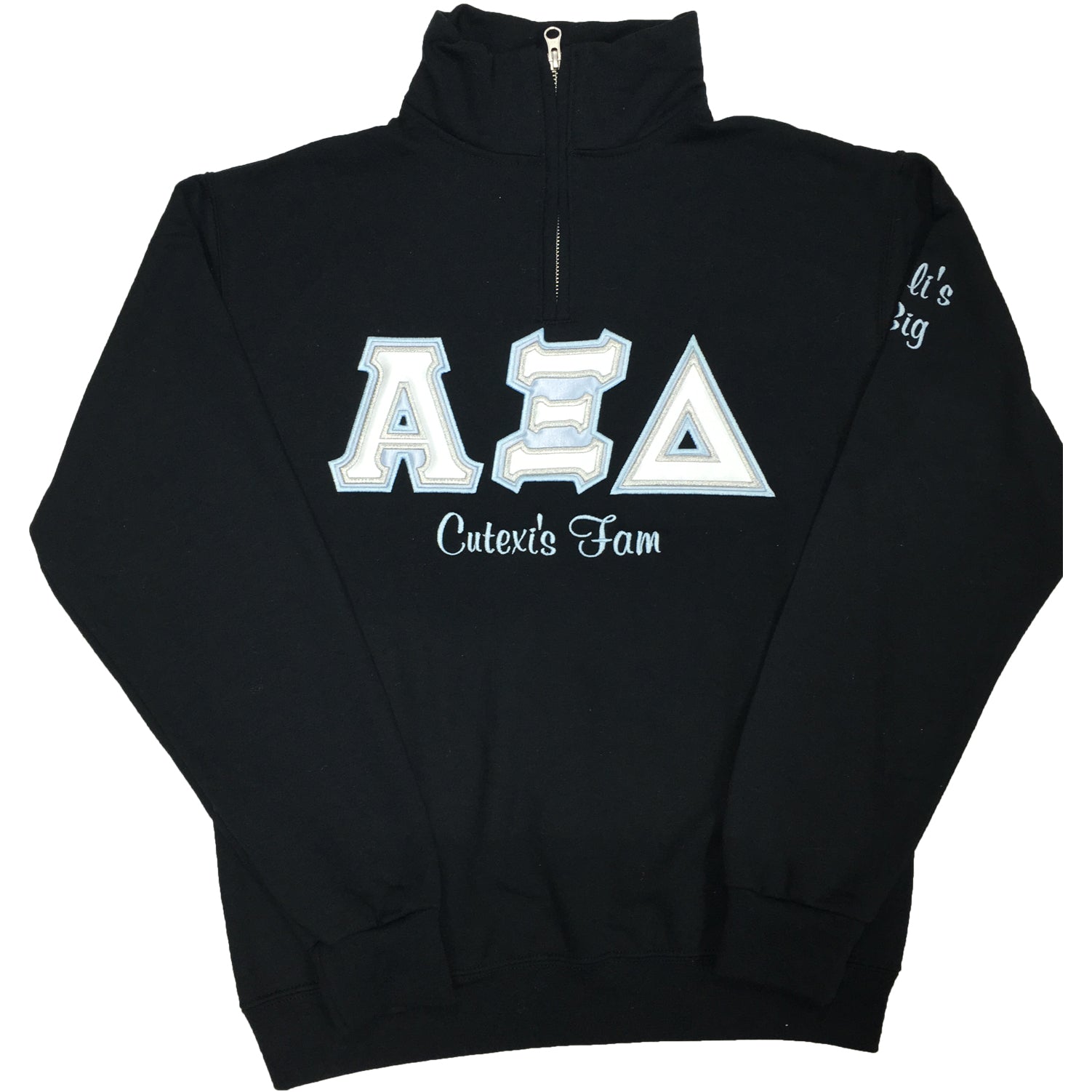 Quarter-Zip Greek Letters Satin Puff Embroidery