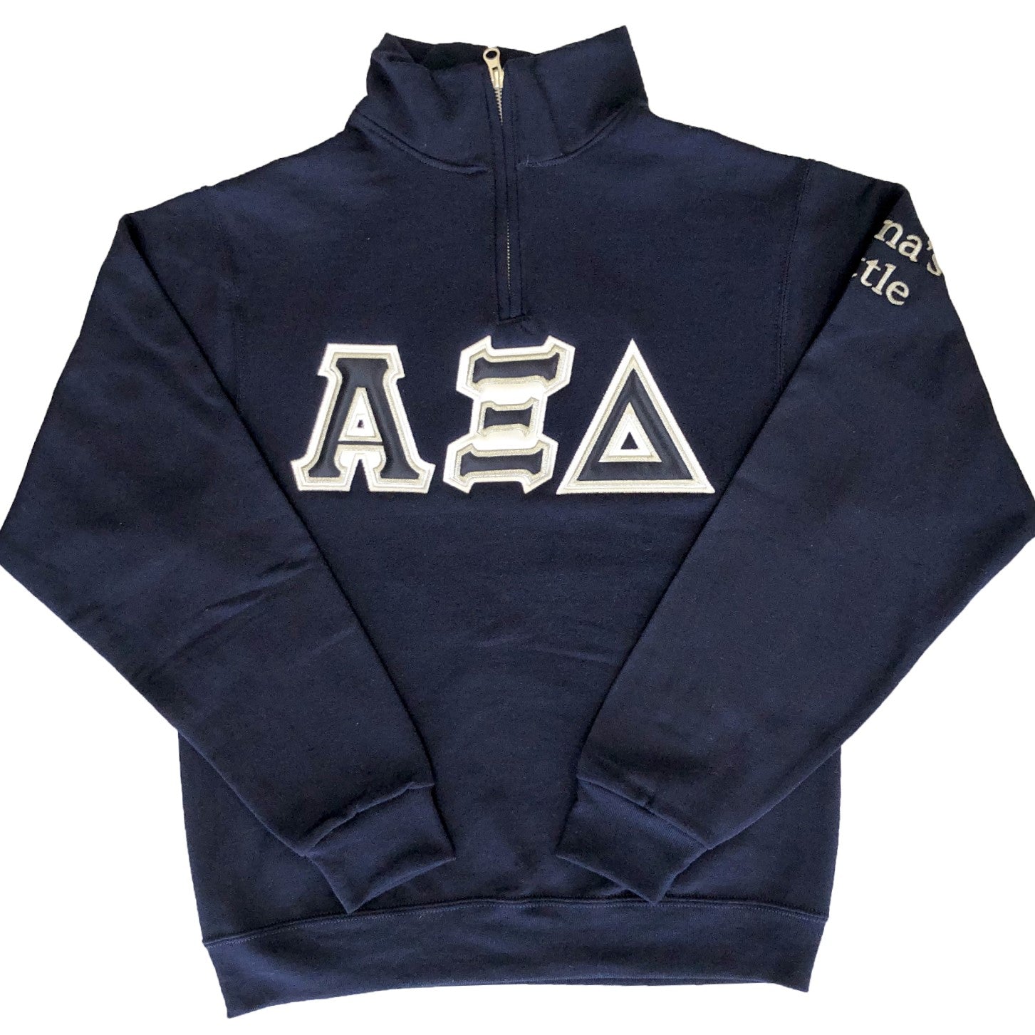Quarter-Zip Greek Letters Satin Puff Embroidery