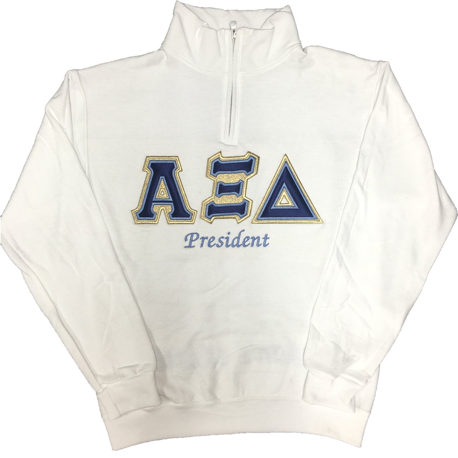 Quarter-Zip Greek Letters Satin Puff Embroidery