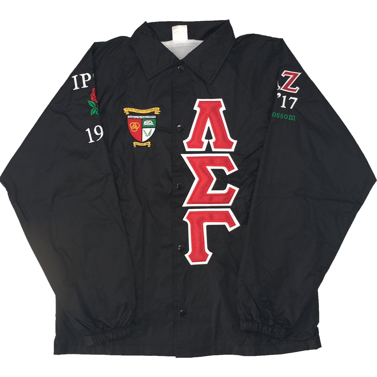 Coach Jacket Greek Letters Zig-Zag Embroidery - Rochies Originals