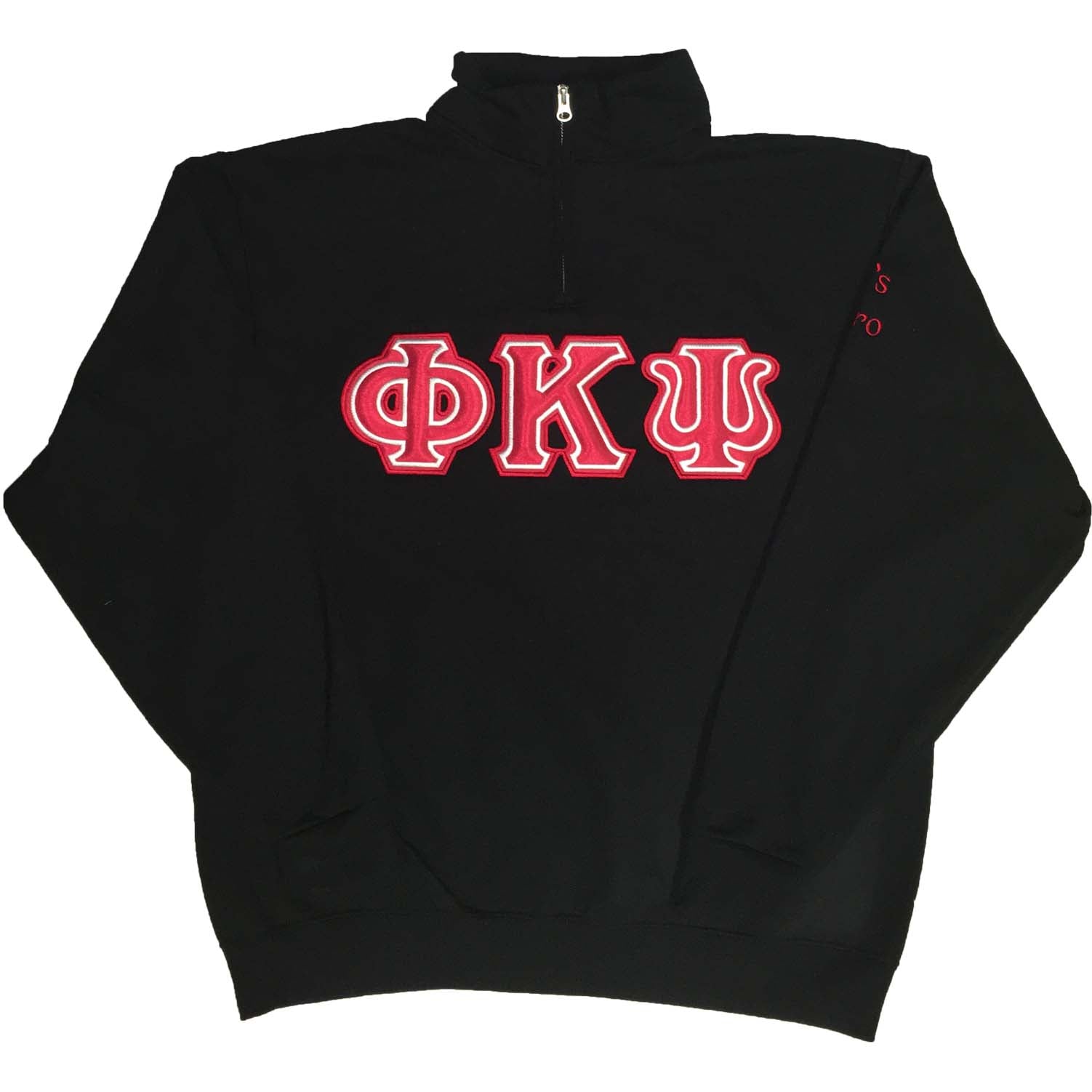 Quarter-Zip Greek Letters Satin Puff Embroidery