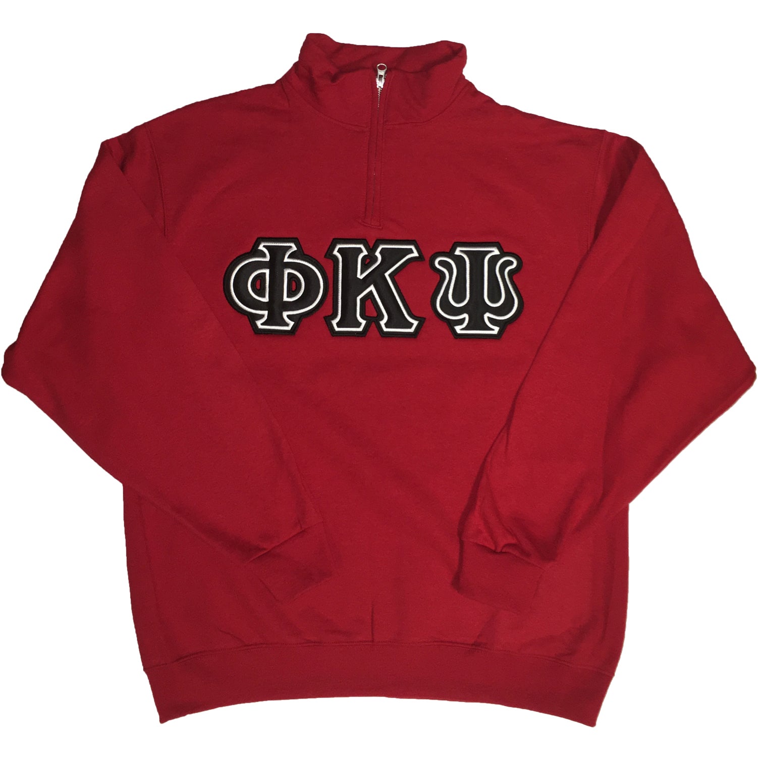 Quarter-Zip Greek Letters Satin Puff Embroidery