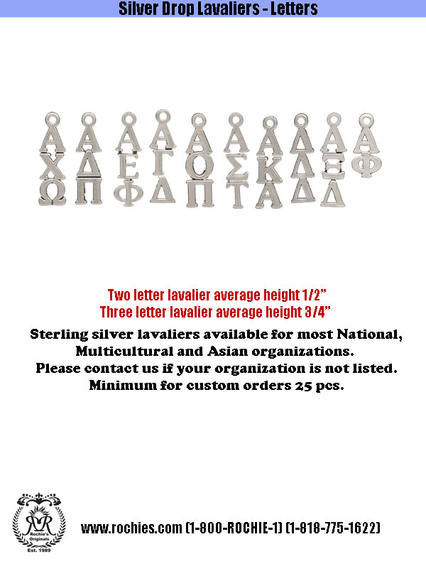 Silver Drop Lavaliers - Letters