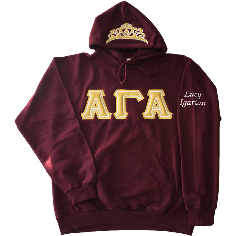 Hoodie with Puff Greek Letters