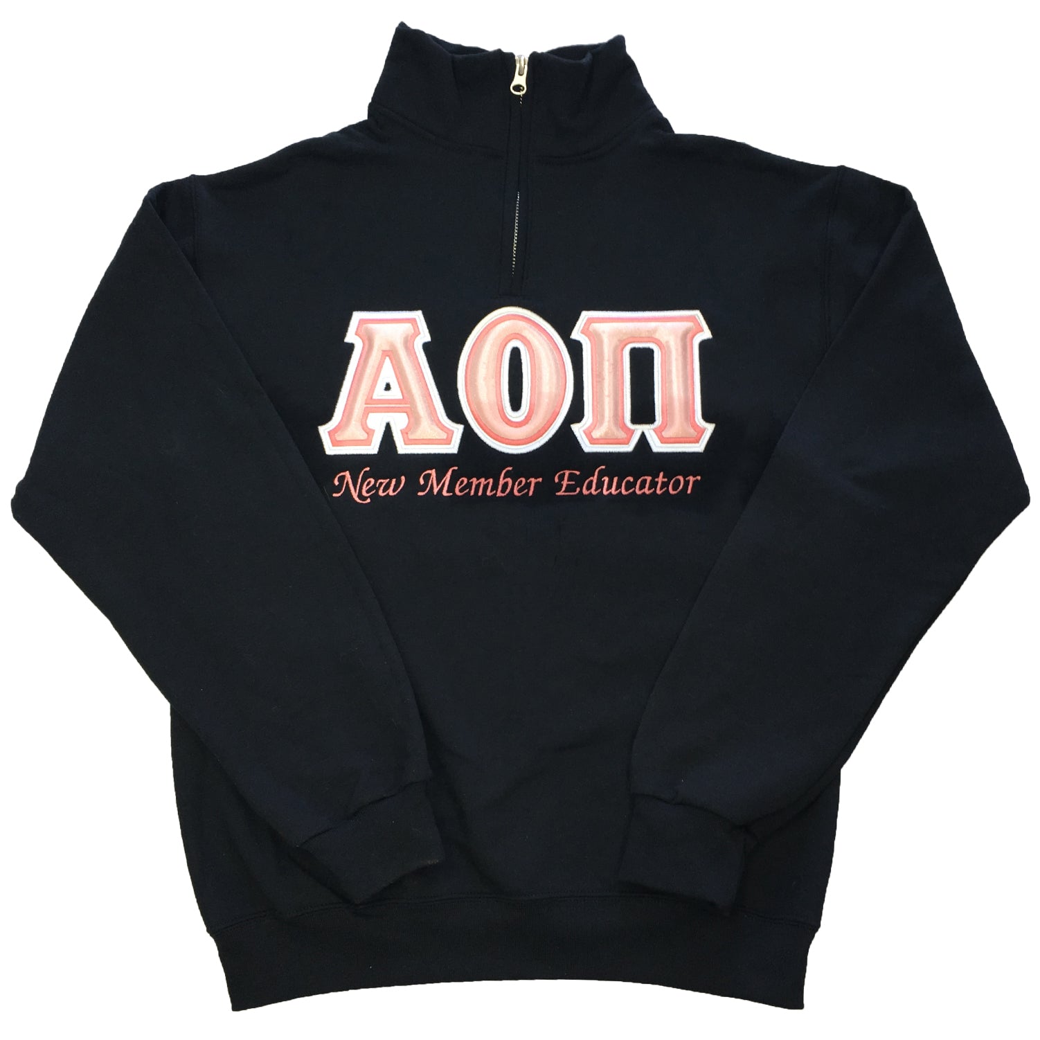 Quarter-Zip Greek Letters Satin Puff Embroidery