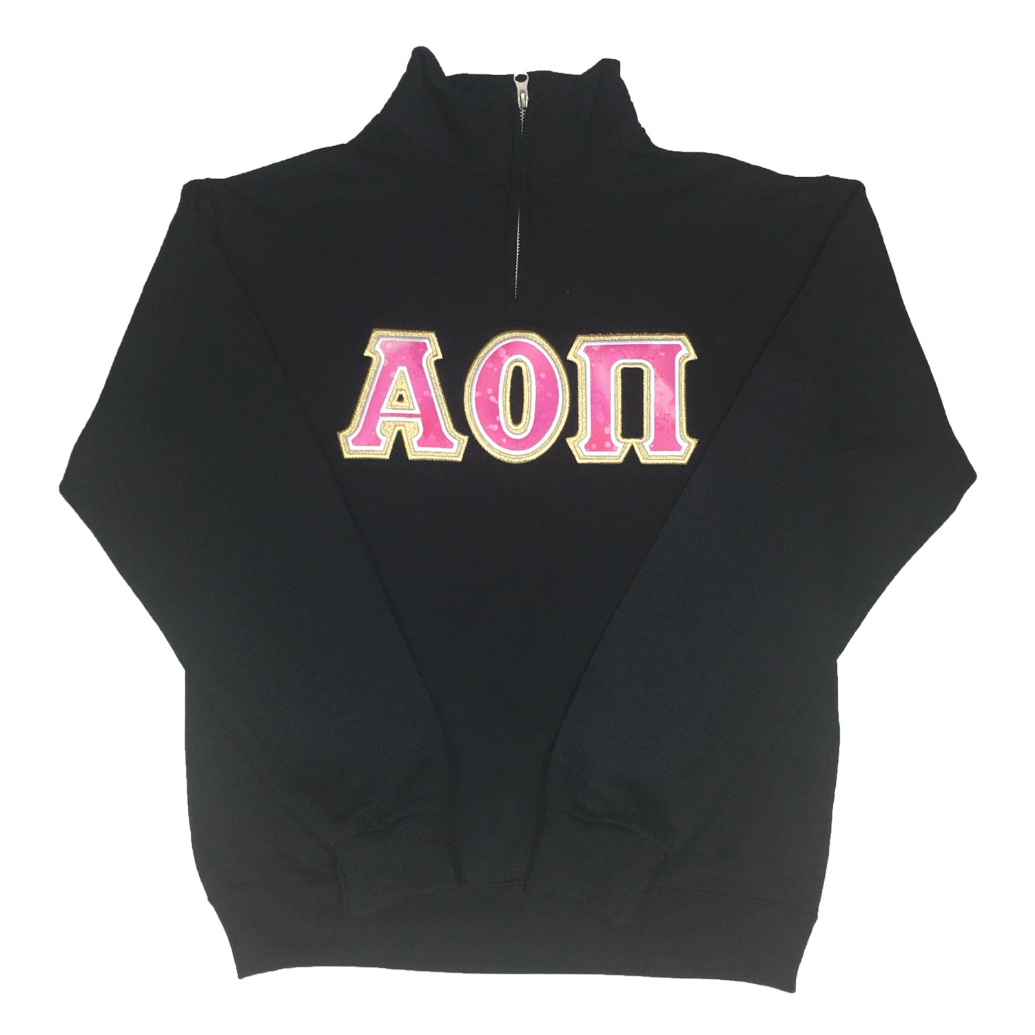 Quarter-Zip Greek Letters Satin Puff Embroidery