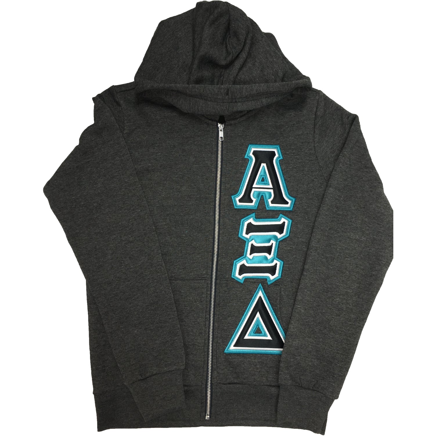 Zip Up Hoodie Satin Puff Greek Letters