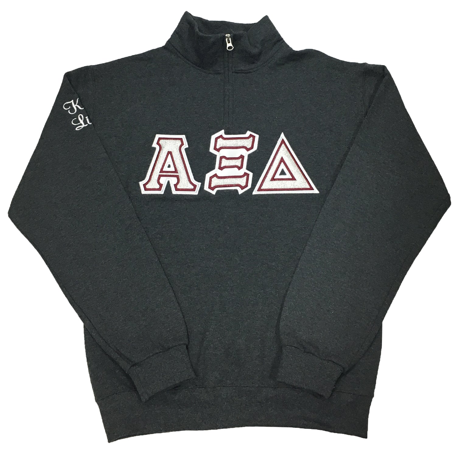 Quarter-Zip Greek Letters Satin Puff Embroidery