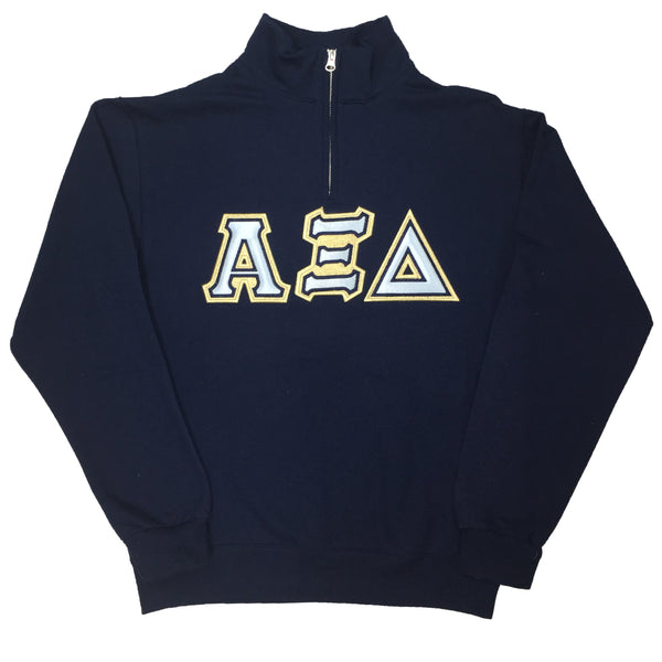 Quarter-Zip Greek Letters Satin Puff Embroidery