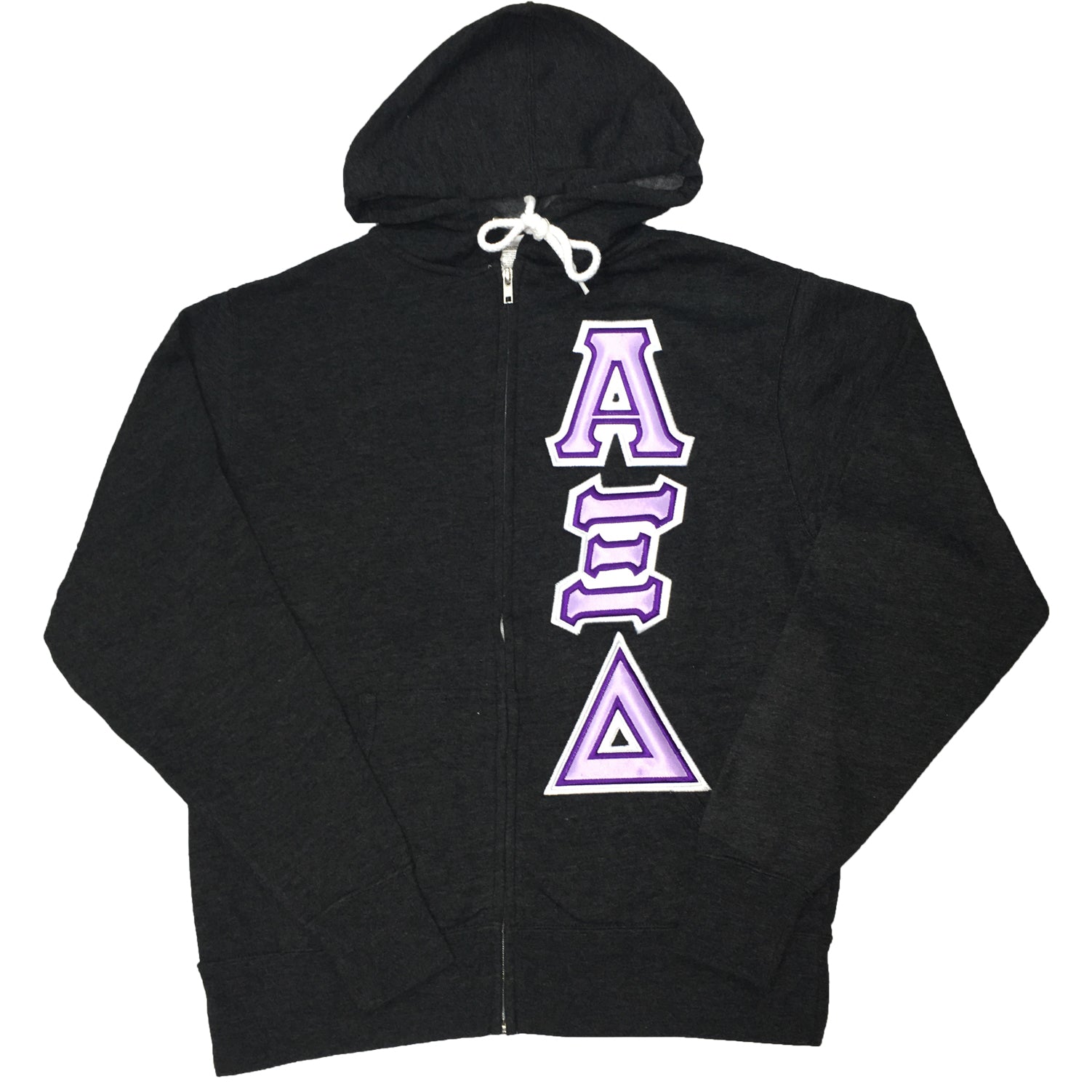Zip Up Hoodie Satin Puff Greek Letters