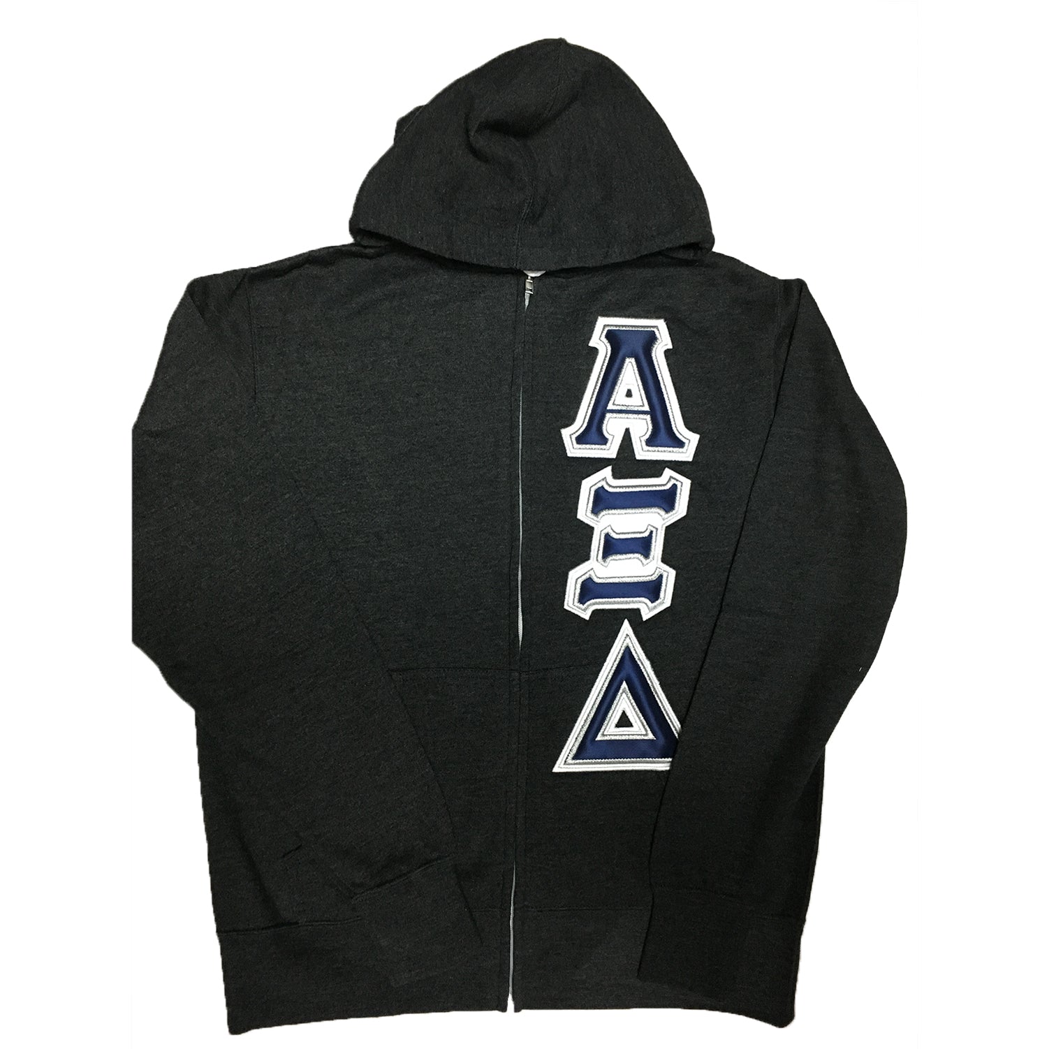 Zip Up Hoodie Satin Puff Greek Letters