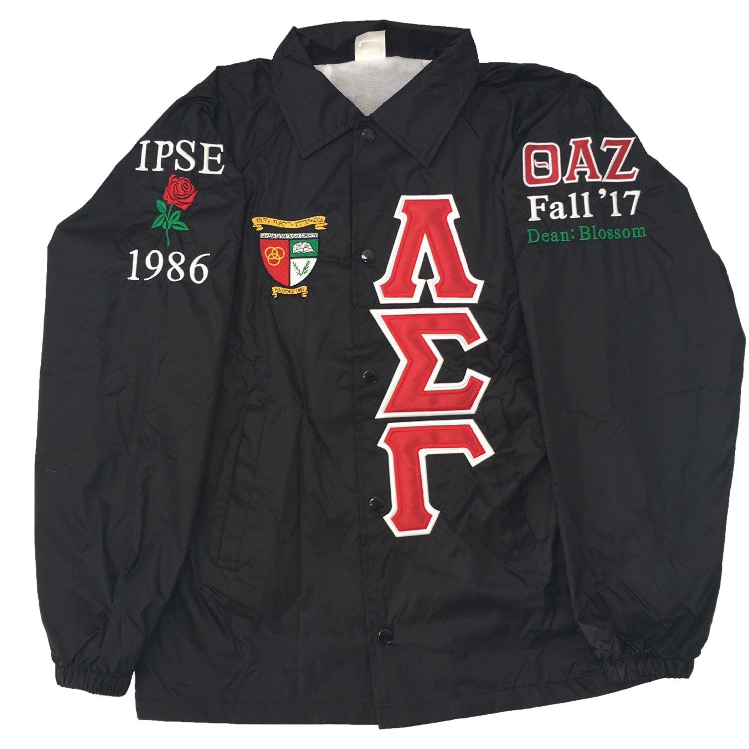 Coach Jacket Greek Letters Zig-Zag Embroidery - Rochies Originals