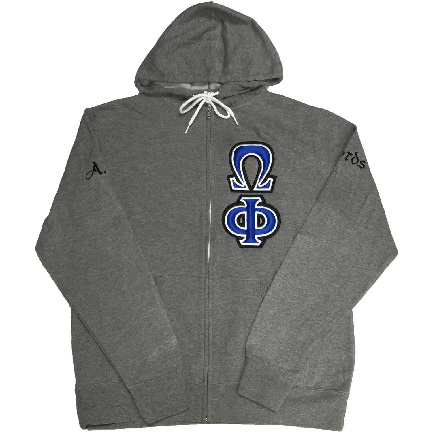 Zip Up Hoodie Satin Puff Greek Letters