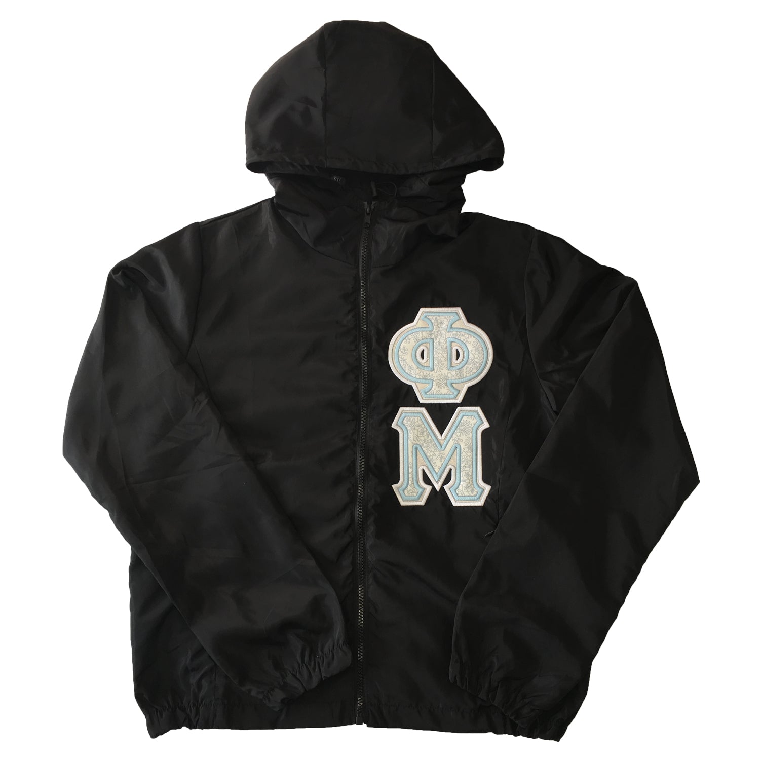 Zip Up Hoodie Satin Puff Greek Letters