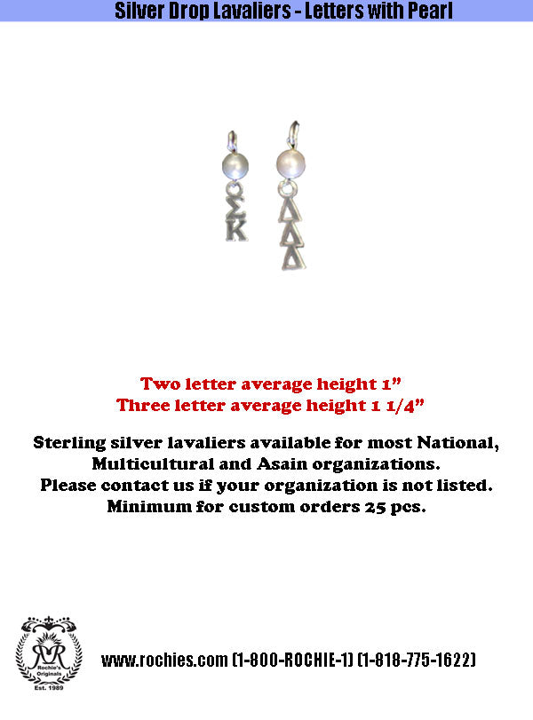 Silver Drop Lavaliers - Letters with Pearl